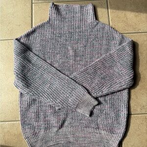 Aritzia - Wilfred - M- Turtleneck Ribbed Knit Sweater in Heathered Pink and Gray
